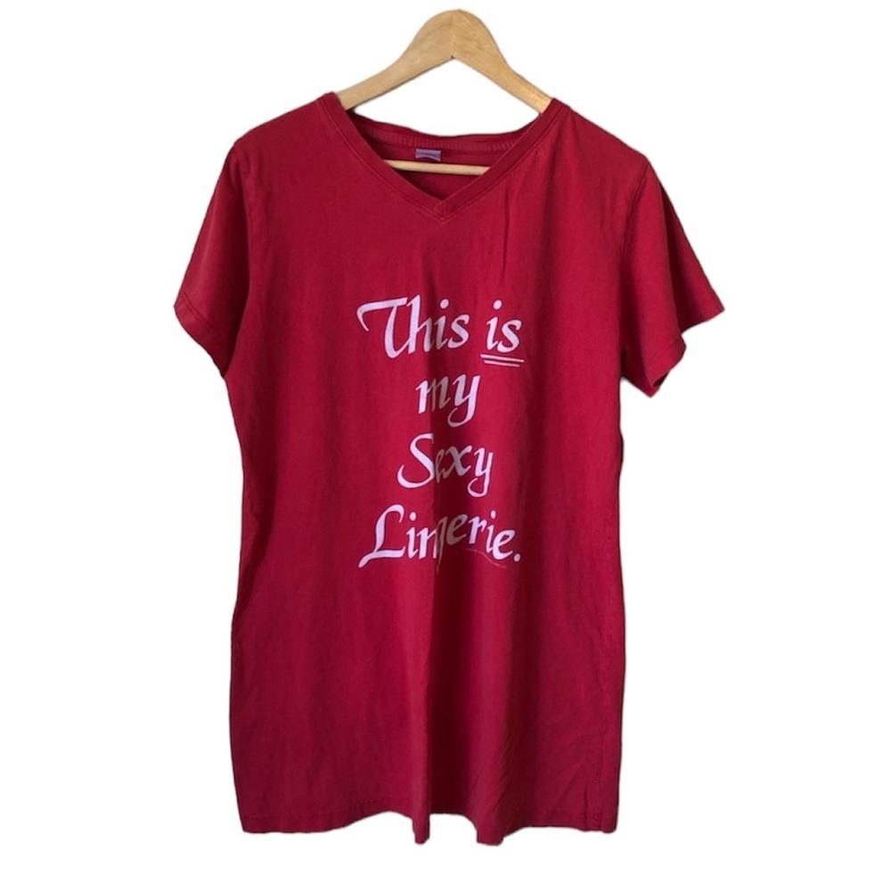 Graphic Sexy Lingerie Red Night Shirt Pajamas Loungewear Women’s Size Medium
